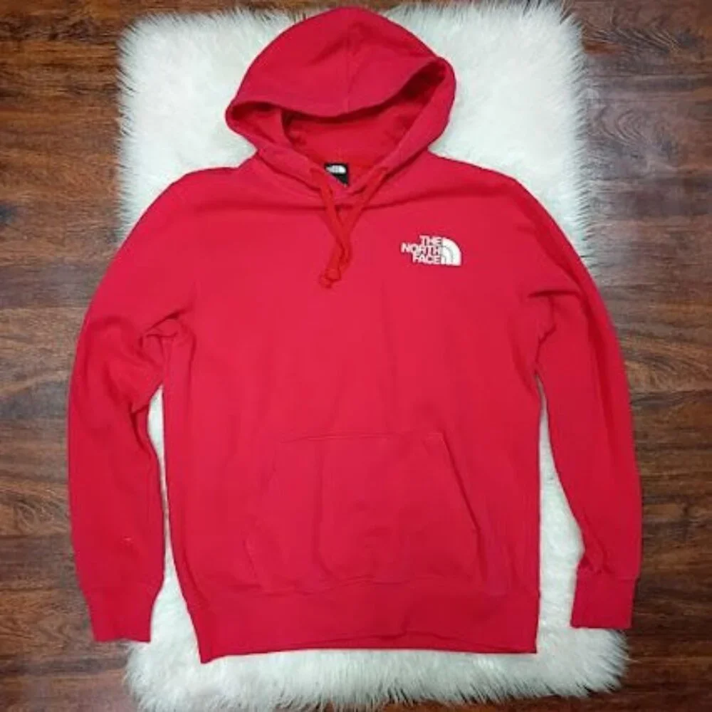 The North Face Mens Red Hoodie Sweatshirt Small "Never Stop Exploring" Graphic - Picture 2 of 8